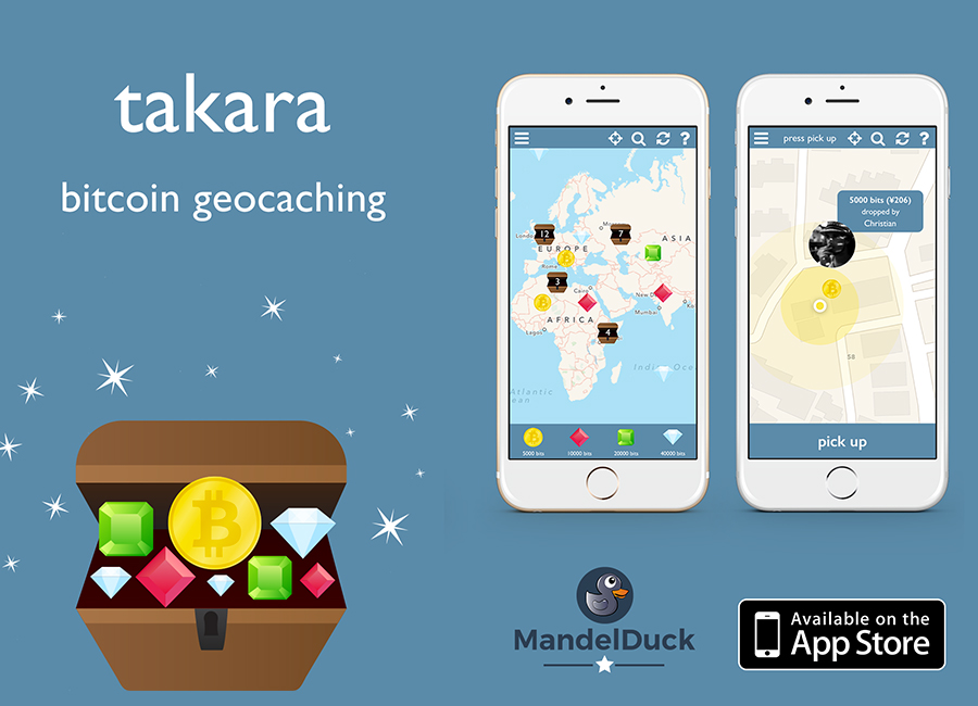 Takara bitcoin geocaching screens